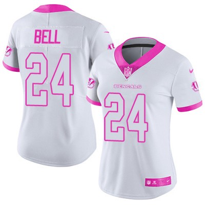 Nike Cincinnati Bengals #24 Vonn Bell WhitePink Women's Stitched NFL Limited Rush Fashion Jersey